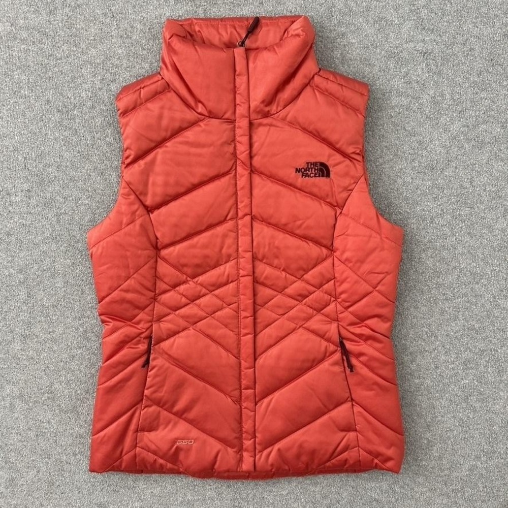 The North Face Vest Womens‎ XS Orange 550 Down Puffer Quilted Aconcagua